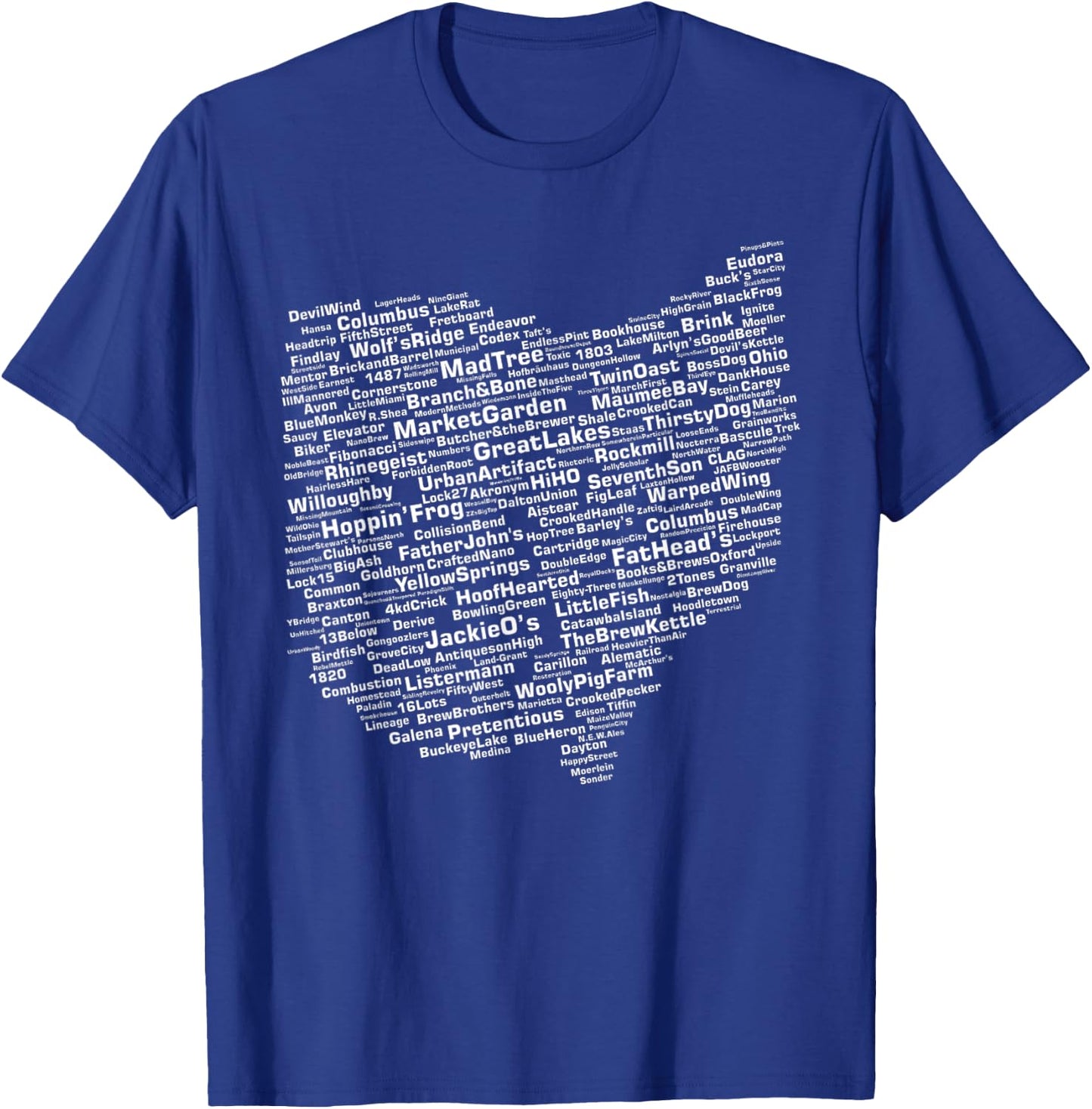 Cracked Toad Design Co. Ohio Breweries - Men's Black Classic Fit Short Sleeve - Small T-Shirt - T-Shirt | Royal