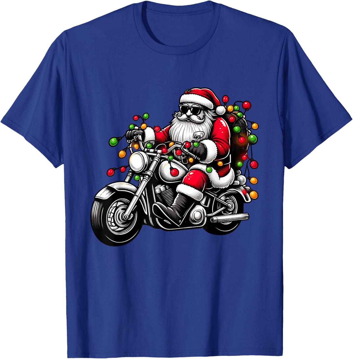 Santa Riding Motorcycle Funny Christmas Biker Toddler Kids T-Shirt - T-Shirt | Royal