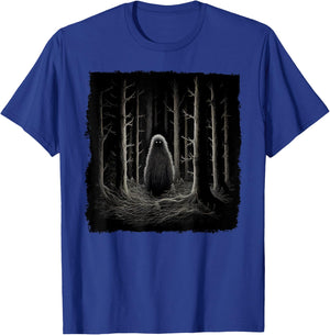 Sasquatch in the Forest with Glowing Eyes – Funny Bigfoot T-Shirt - T-Shirt | Royal
