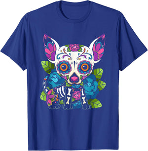Chihuahua Sugar Skull Mexico Dog Calavera Dia De Los Women Girls Kids T-Shirt - T-Shirt | Royal