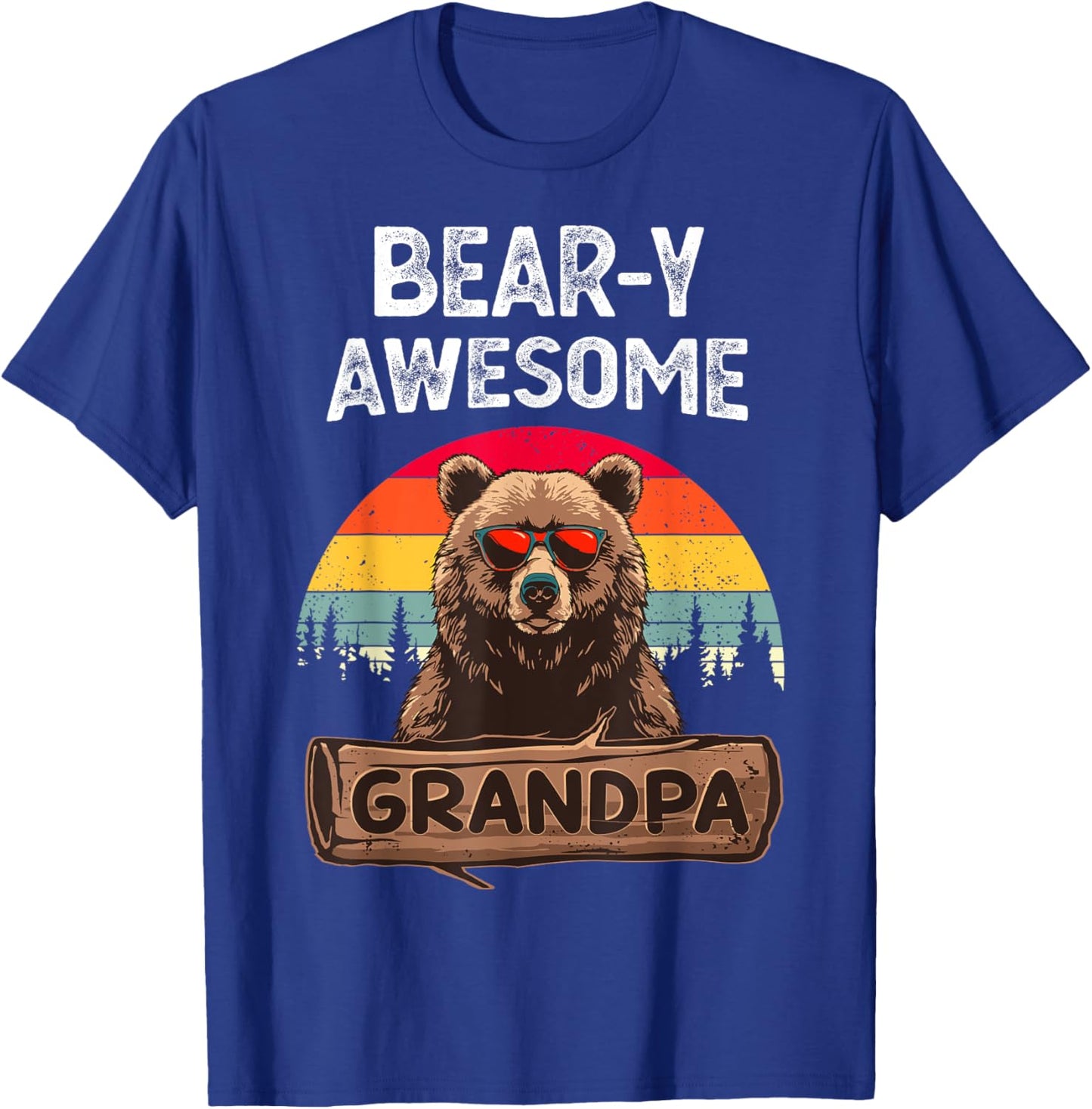 Bear-y Awesome Grandpa Funny Saying Bear Vintage Grandfather T-Shirt - T-Shirt | Royal