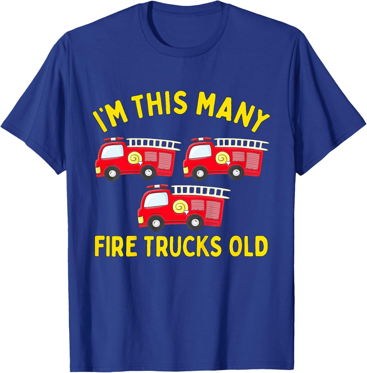 Kids Fire Truck 3rd Birthday Boy Toddler Firefighter 3 Three T-Shirt - T-Shirt | Royal