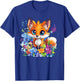 Cute Fox Surrounded by Flowers , Black, S T-Shirt - T-Shirt | Royal