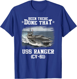 USS Ranger CV-61 Veterans Day Father Day Gift T-Shirt - T-Shirt | Royal
