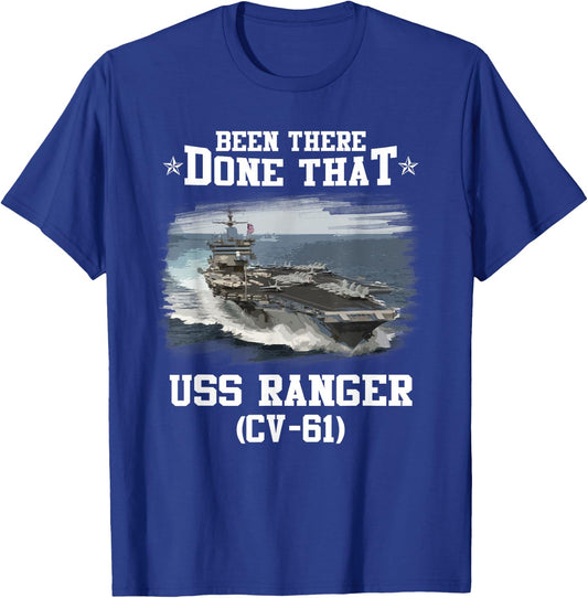 USS Ranger CV-61 Veterans Day Father Day Gift T-Shirt - T-Shirt | Royal