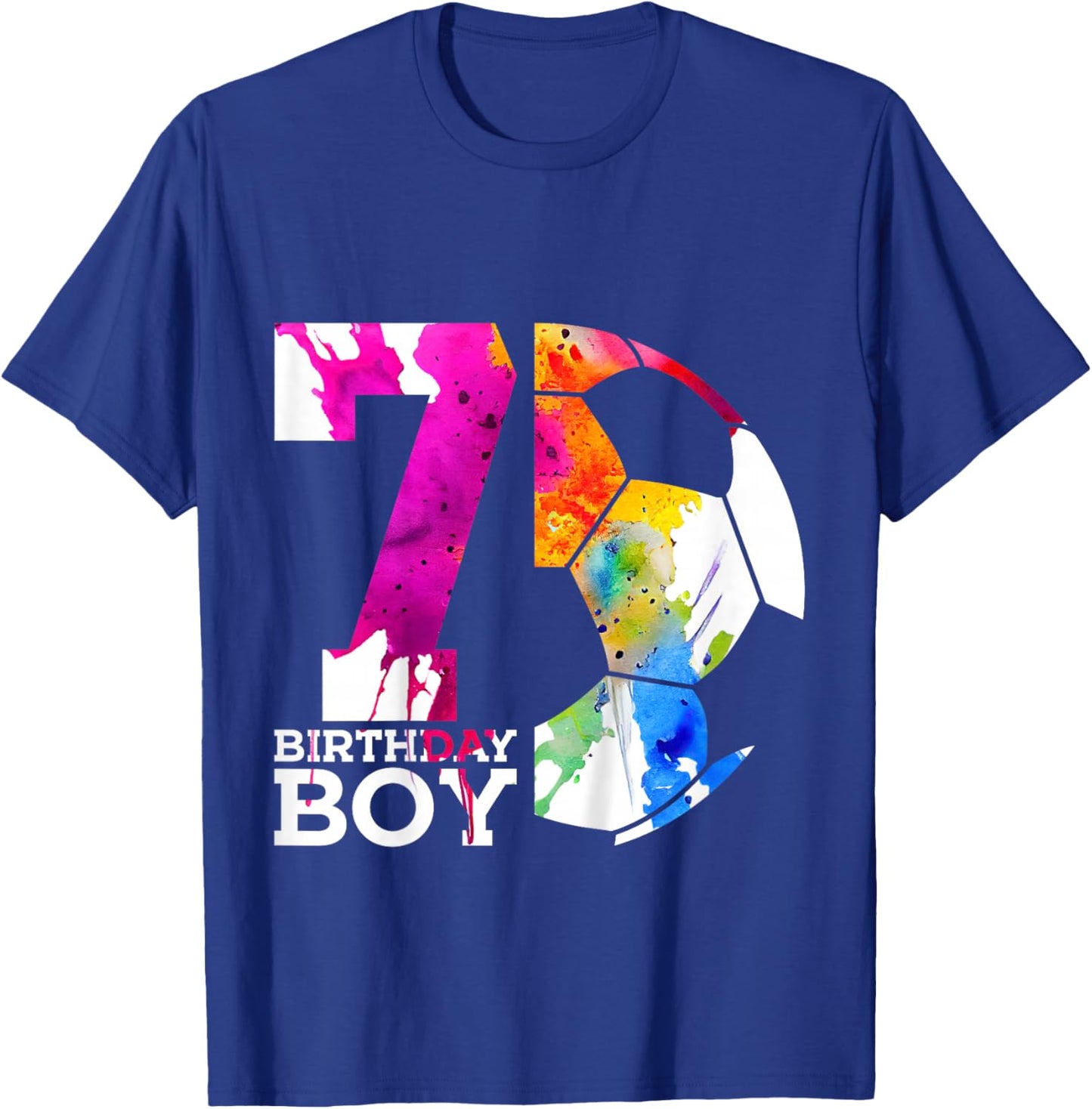 Kids 7 BIRTHDAY BOY SOCCER 7TH BIRTHDAY T-Shirt - T-Shirt | Royal