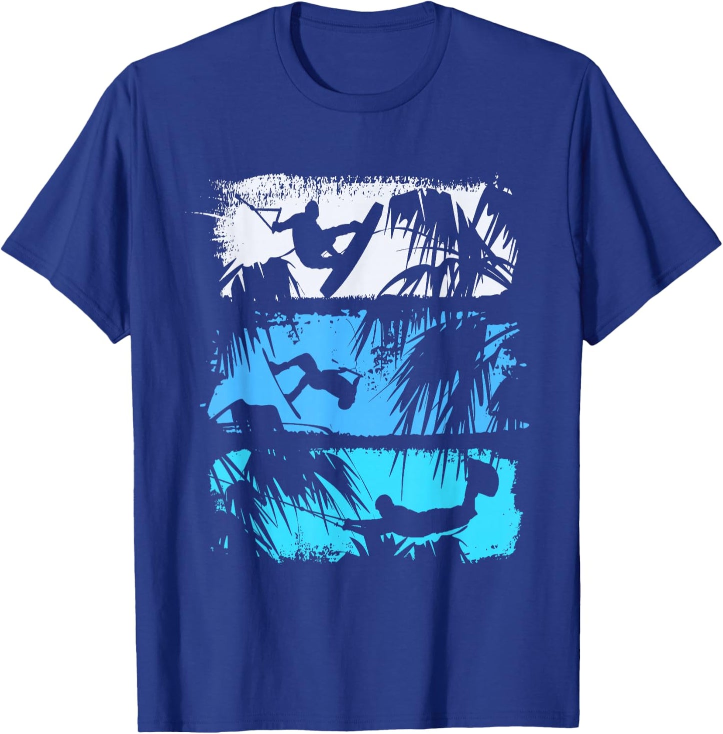Wakeboard Lifestyle Vintage Design with Palm Trees in Logo Style T-Shirt - T-Shirt | Royal