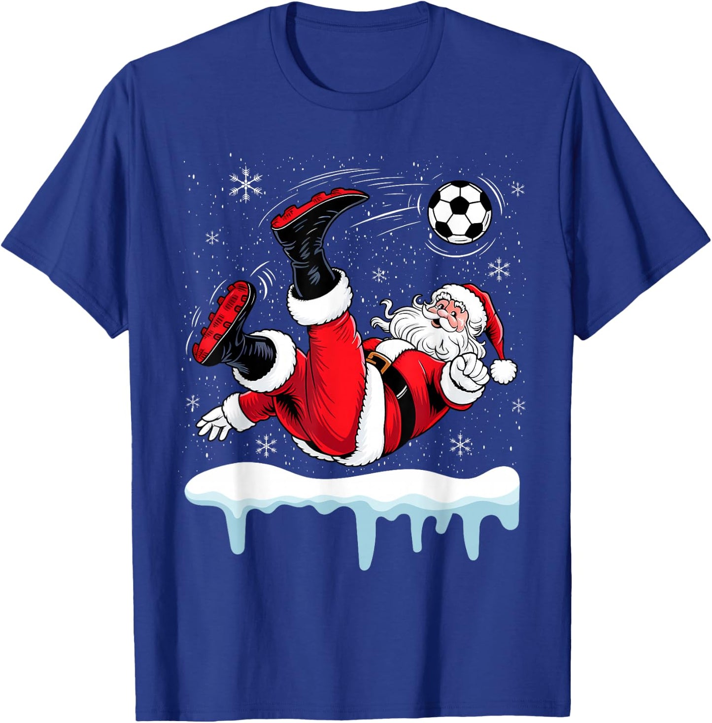 Christmas Santa Soccer Bicycle Kick Xmas Boys Men Ball Sport T-Shirt - T-Shirt | Royal