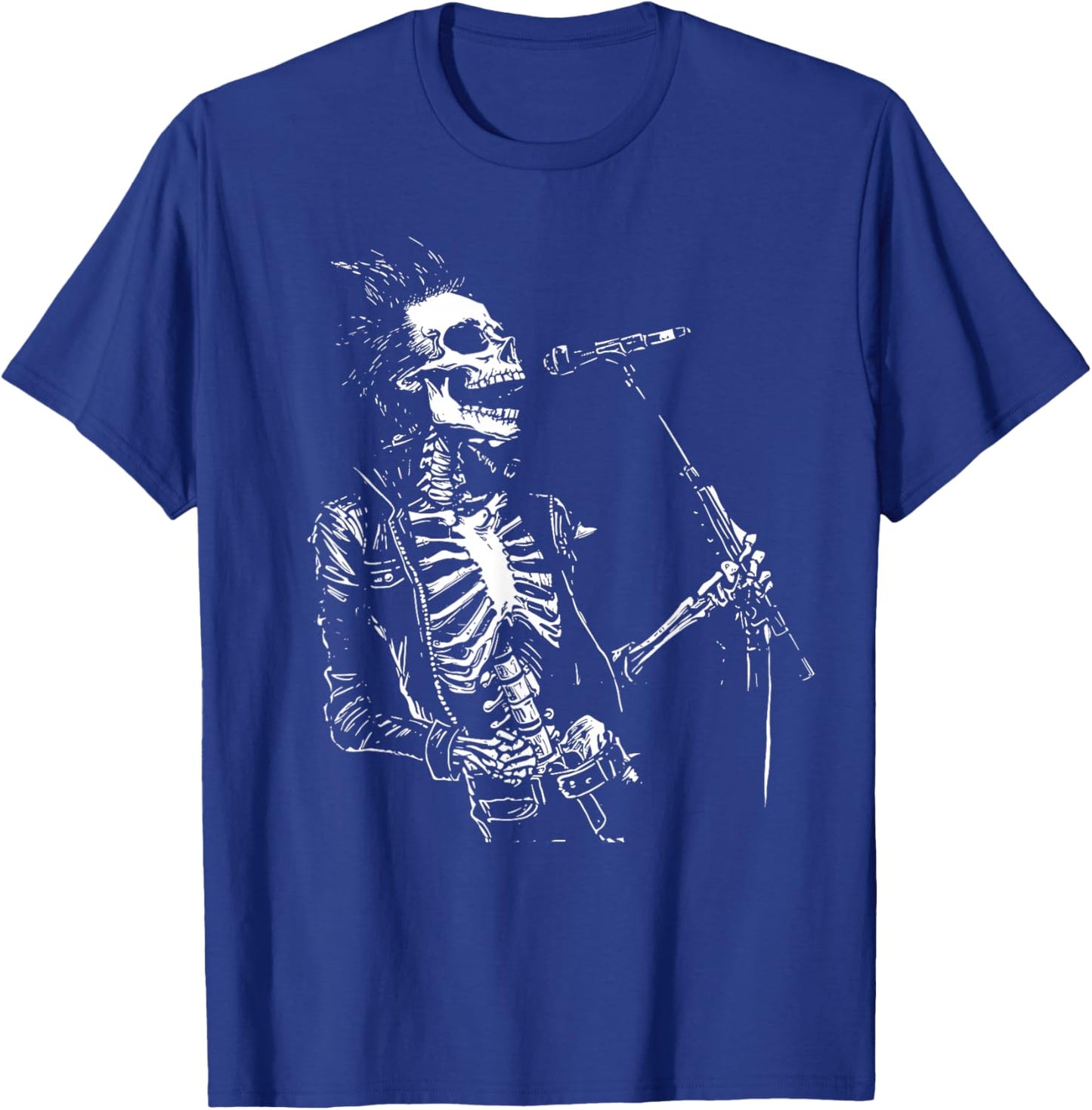 Skeleton Guitar Guy Rock And Roll Band Rock On T-Shirt - T-Shirt | Royal
