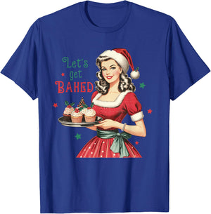 Lets Get Baked Vintage Christmas Baking T-Shirt - T-Shirt | Royal