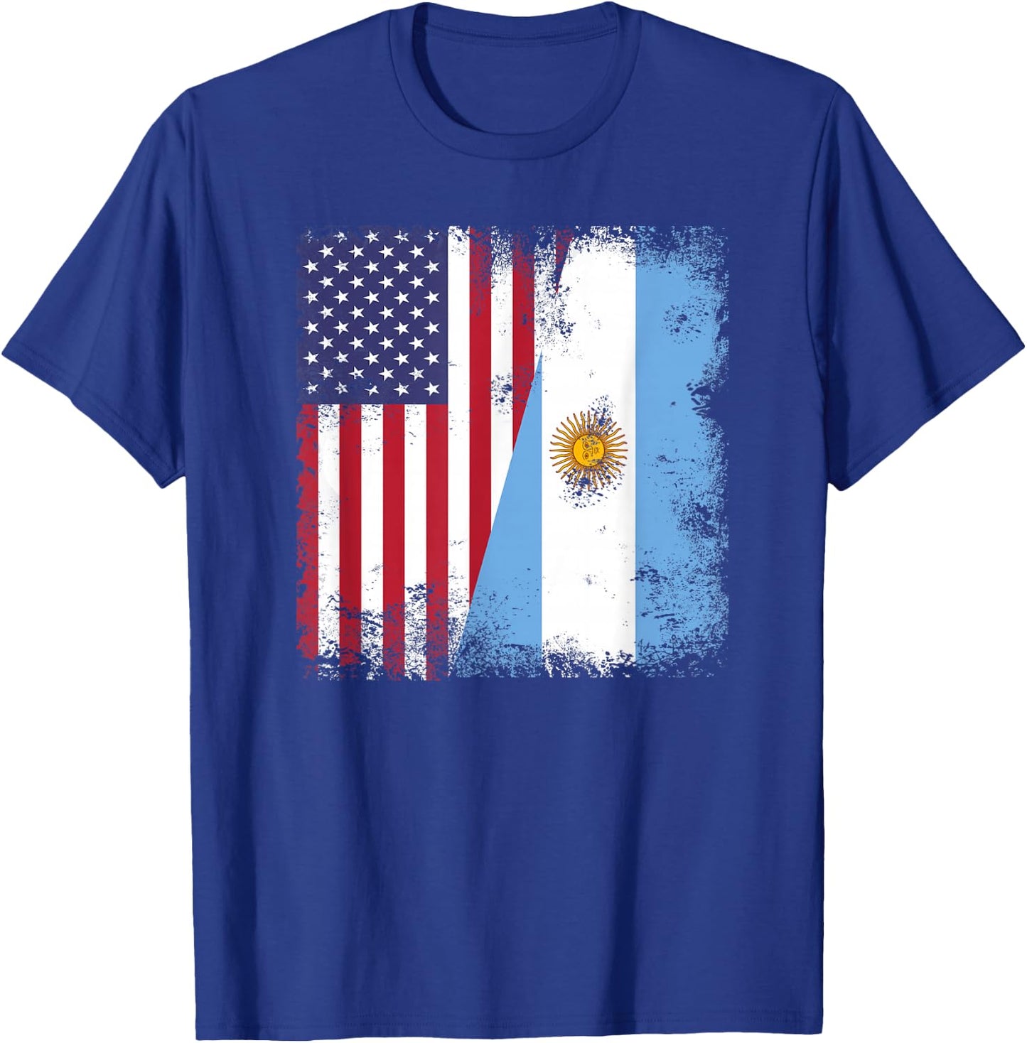 Half Argentinian Flag | Vintage Argentina USA Gift T-Shirt - T-Shirt | Royal