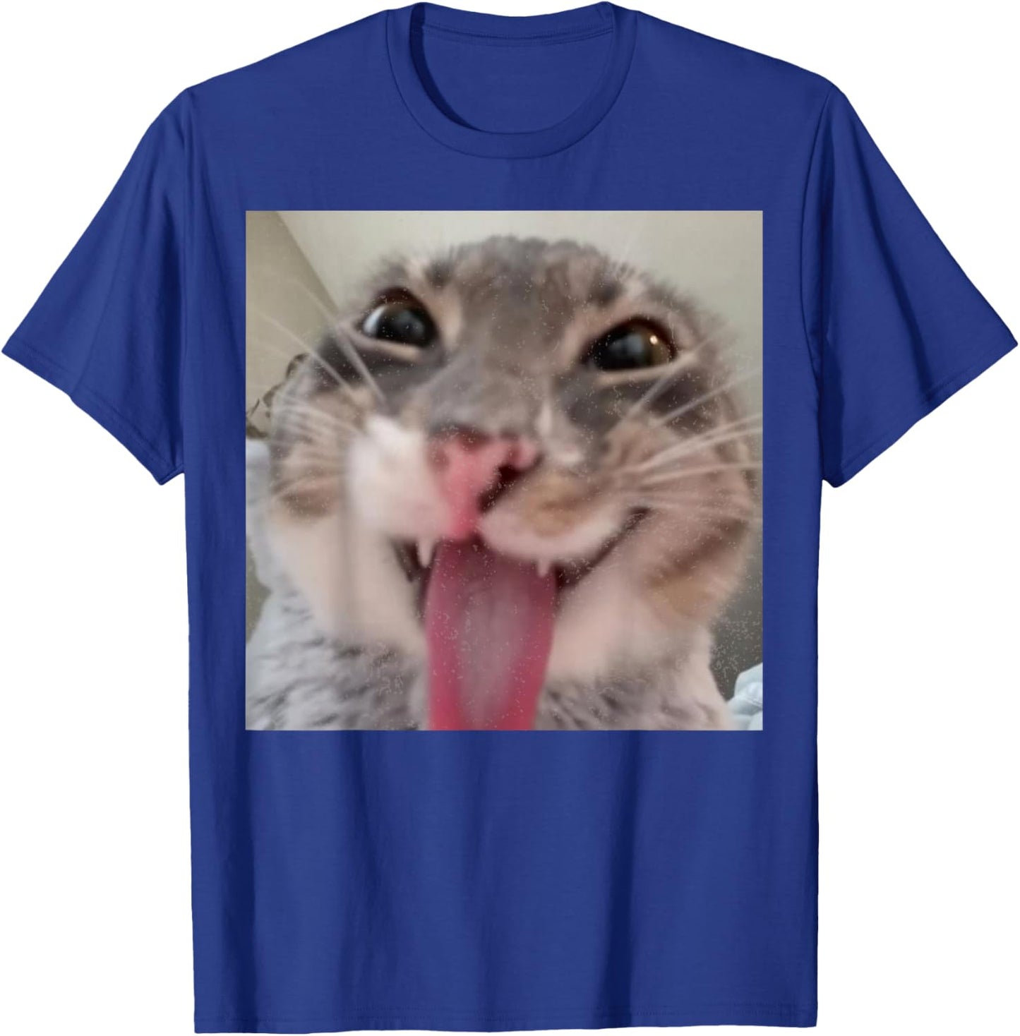 Funny Derpy Cat Tongue Out Wacky Silly Smiling Kitty Face T-Shirt - T-Shirt | Royal