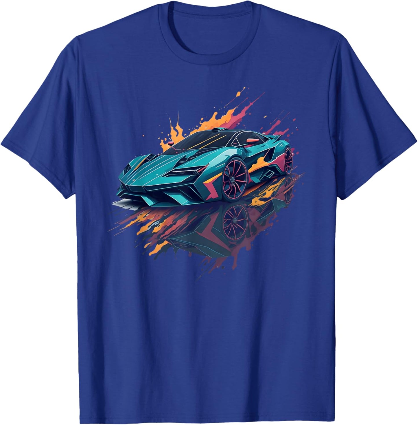 Supercar Exotic Sports Car Concept Poster Style Boys Graphic T-Shirt - T-Shirt | Royal