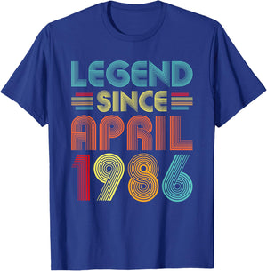 Legend Since April 1986 Birth Of Birthday 1986 Vintage Idea T-Shirt - T-Shirt | Royal