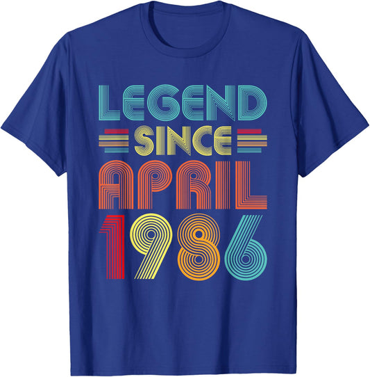 Legend Since April 1986 Birth Of Birthday 1986 Vintage Idea T-Shirt - T-Shirt | Royal