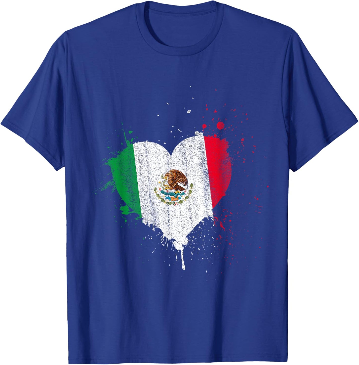 Mexican Flag Heart Valentines Day Gift Viva Mexico T-Shirt - T-Shirt | Royal