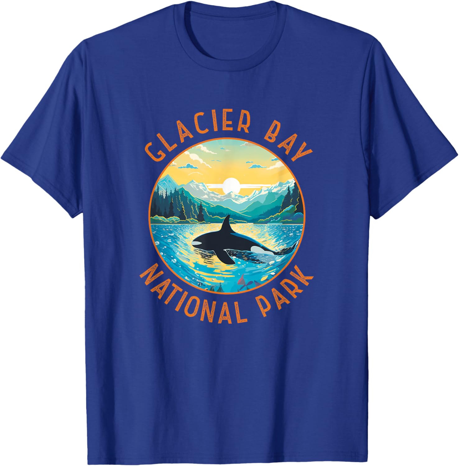 Glacier Bay National Park Whale Distressed Circle T-Shirt - T-Shirt | Royal
