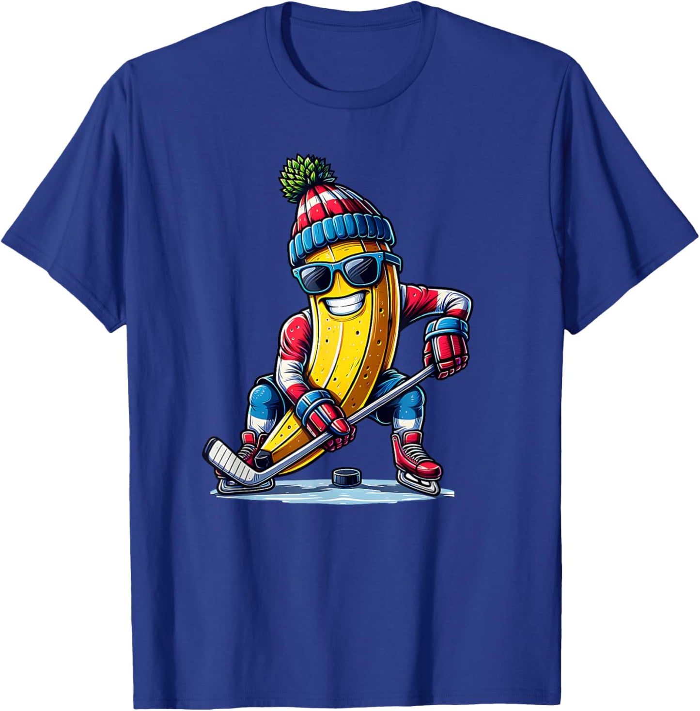 Hockey Banana Winter Hat Glove Funny , Black, S T-Shirt - T-Shirt | Royal
