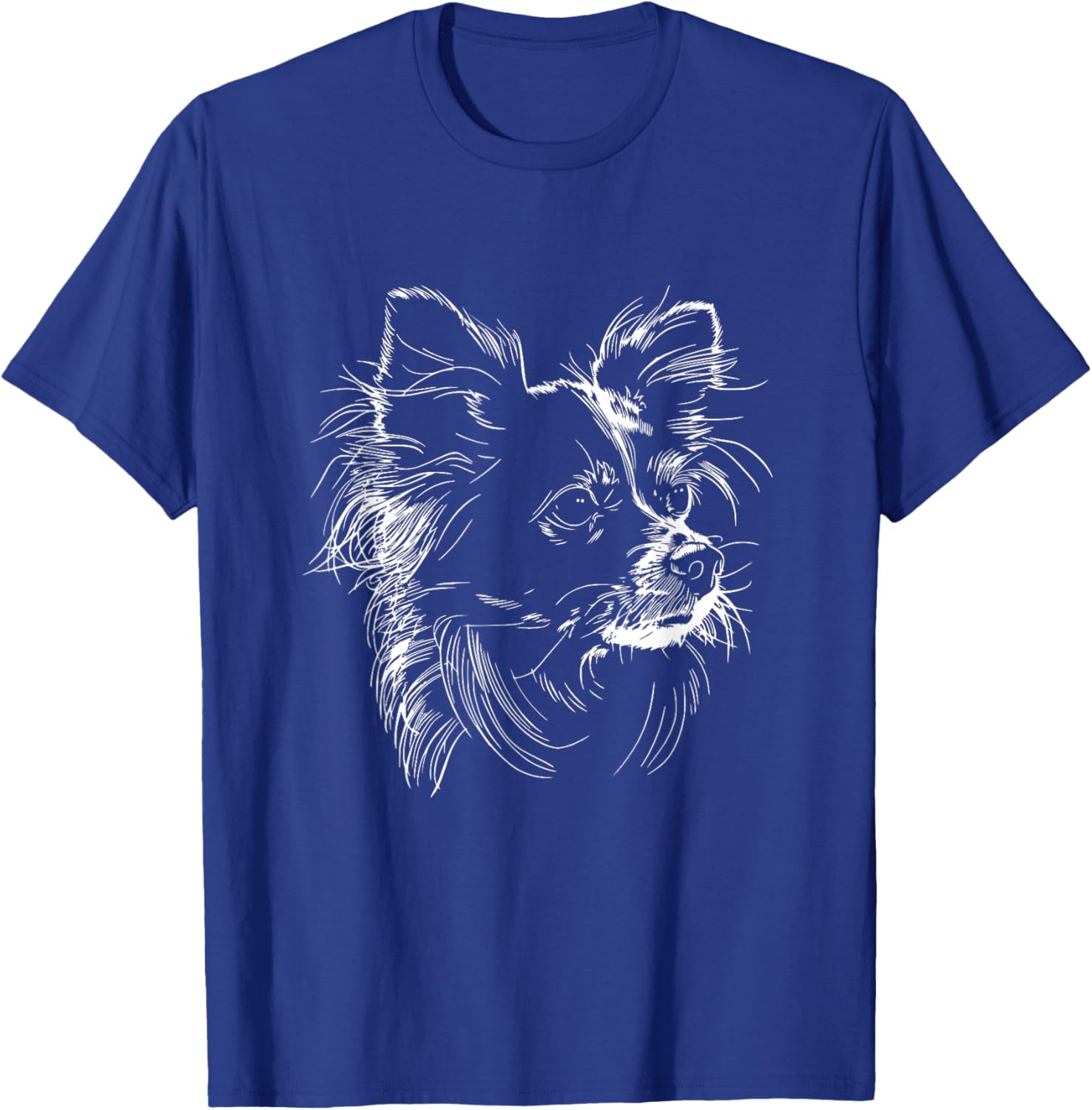 Papillon Dog Face Graphic Design , Small, Black T-Shirt - T-Shirt | Royal