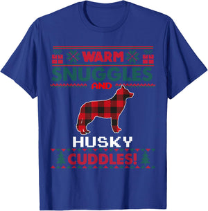 Siberian Husky Christmas Pajama Shirt Ugly Christmas Sweater Women Kids T-Shirt - T-Shirt | Royal