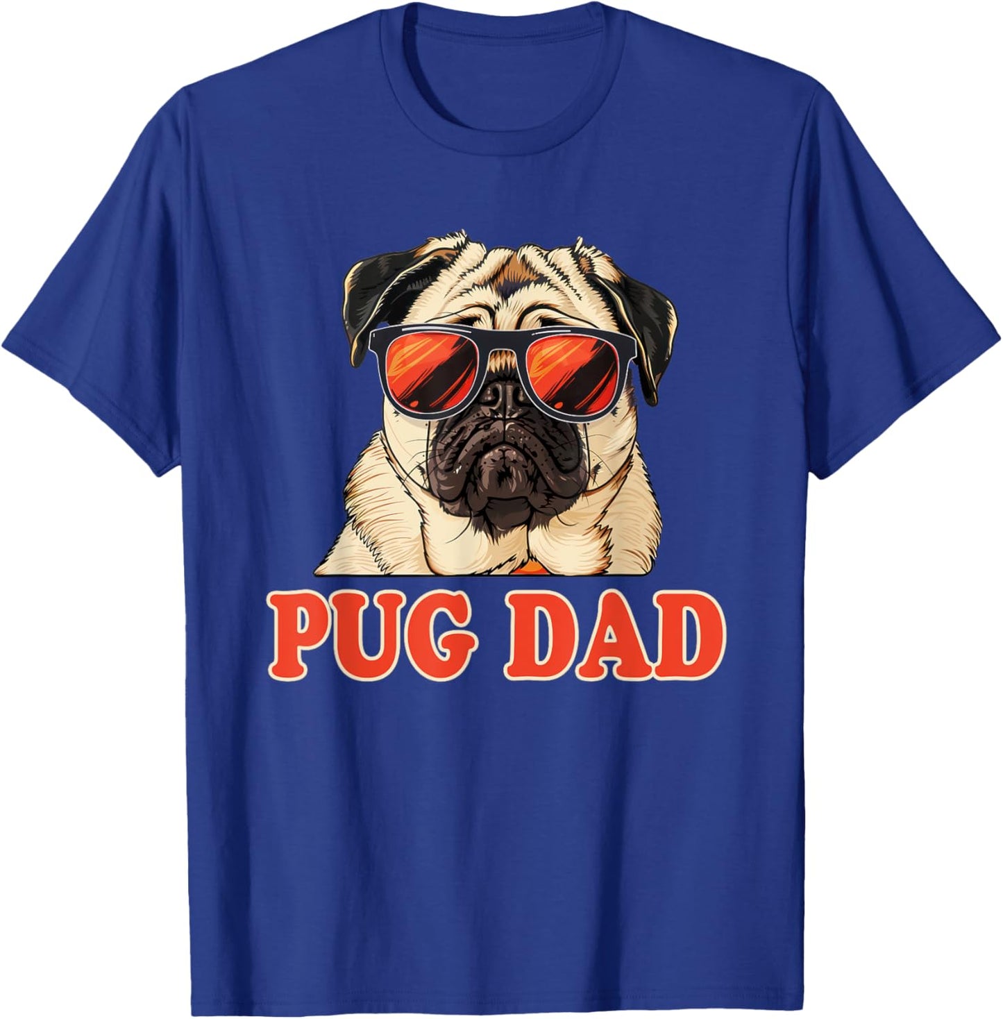 pug. Pug Dad -Adults Black Cartoon T-Shirt - T-Shirt | Royal
