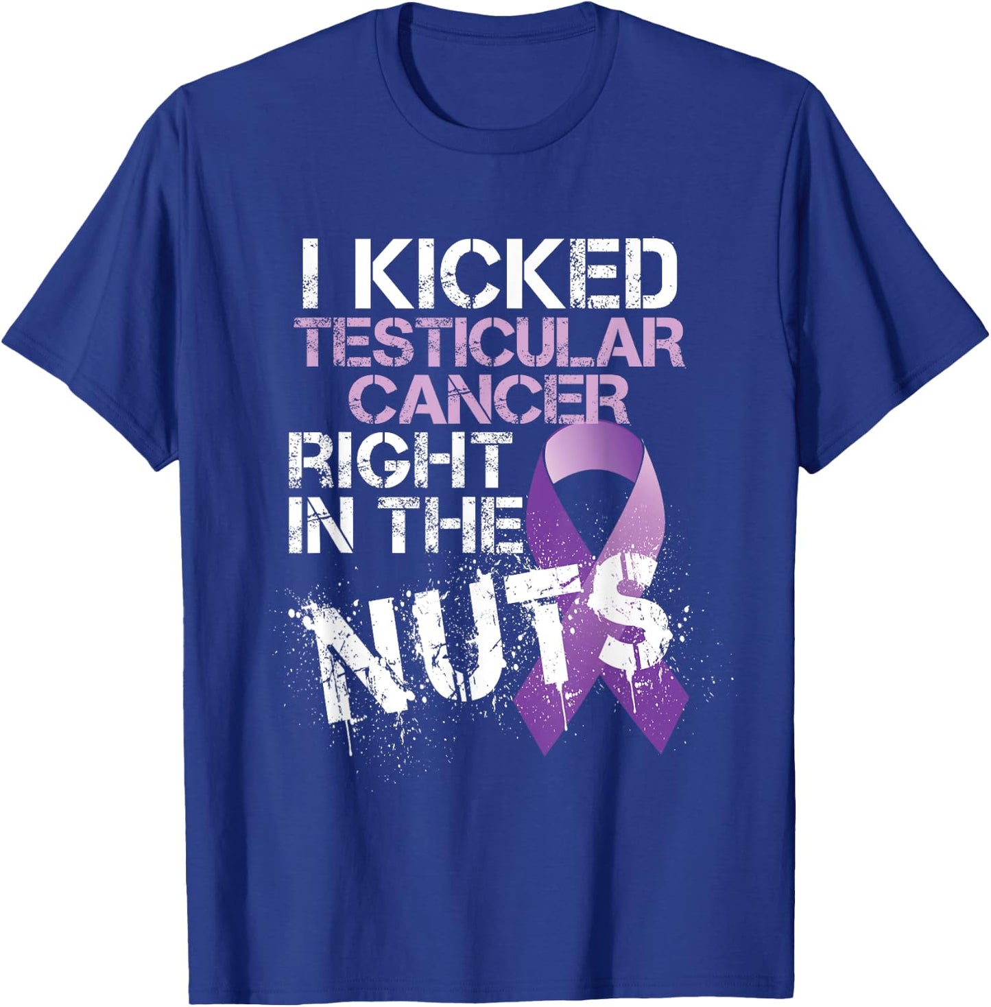 Testicular Cancer Awareness Survivor Kicked In The Nuts Ball T-Shirt - T-Shirt | Royal