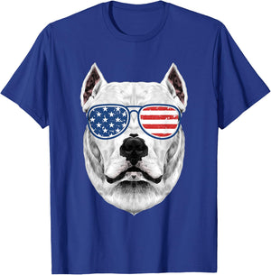 Dogo Argentino Shirt Men Women Kids American Flag Dog T-Shirt - T-Shirt | Royal