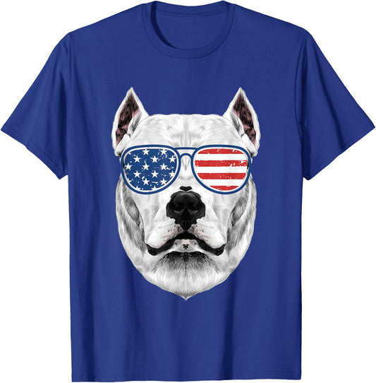 Dogo Argentino Shirt Men Women Kids American Flag Dog T-Shirt - T-Shirt | Royal