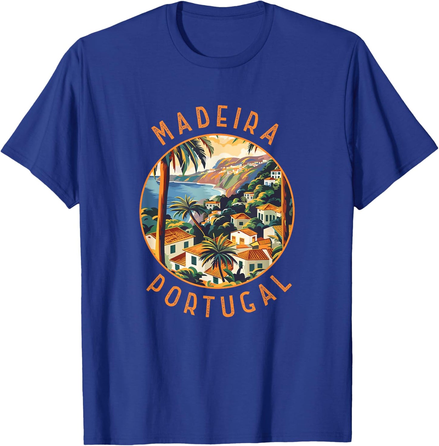 Madeira Portugal Retro Distressed Circle Vintage T-Shirt - T-Shirt | Royal