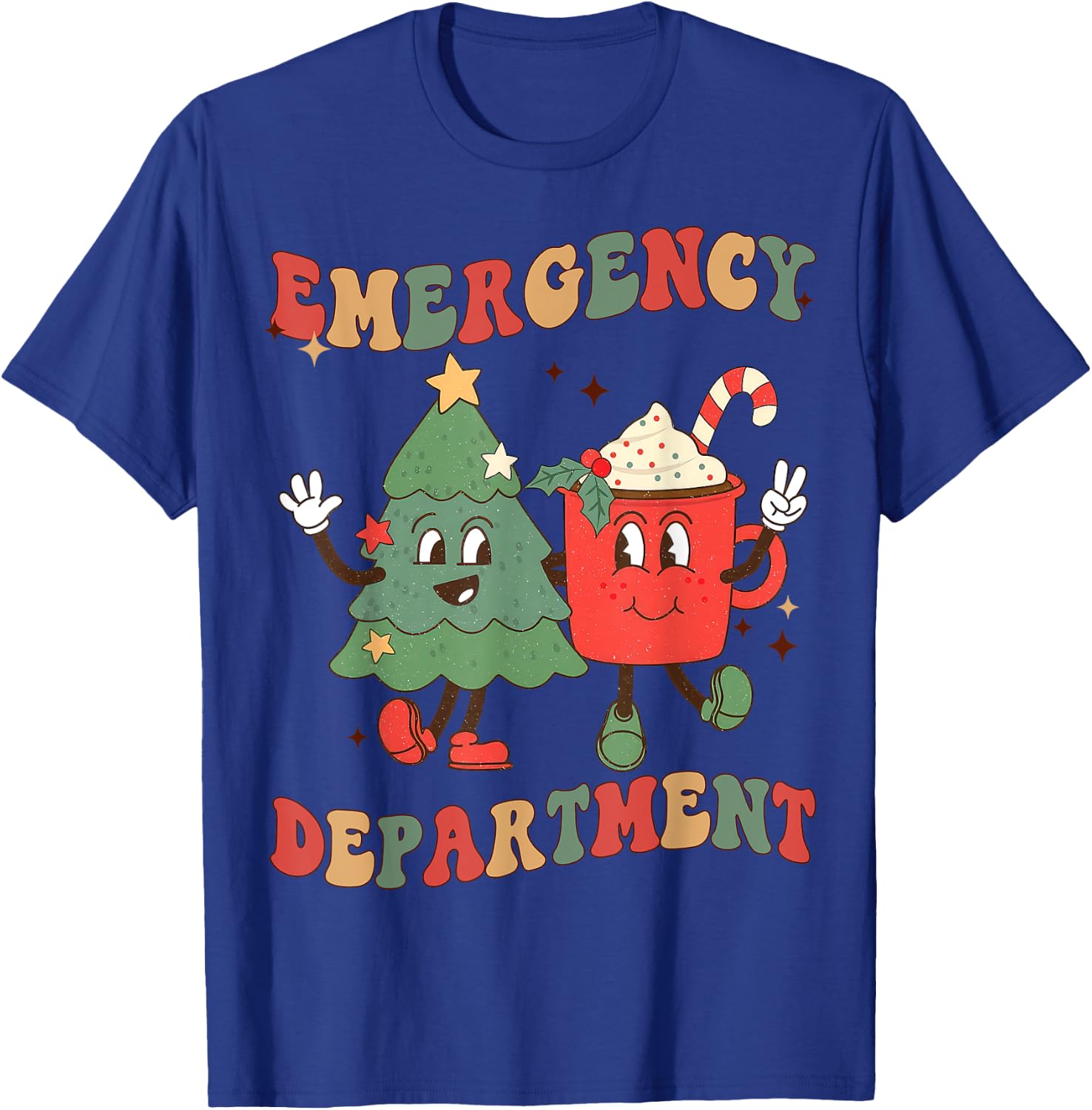 Retro Emergency Department ER Nurse Christmas Emergency Room T-Shirt - T-Shirt | Royal