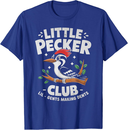 Little Pecker Club Lil Gents Making Dents Crew Bird Lover T-Shirt - T-Shirt | Royal