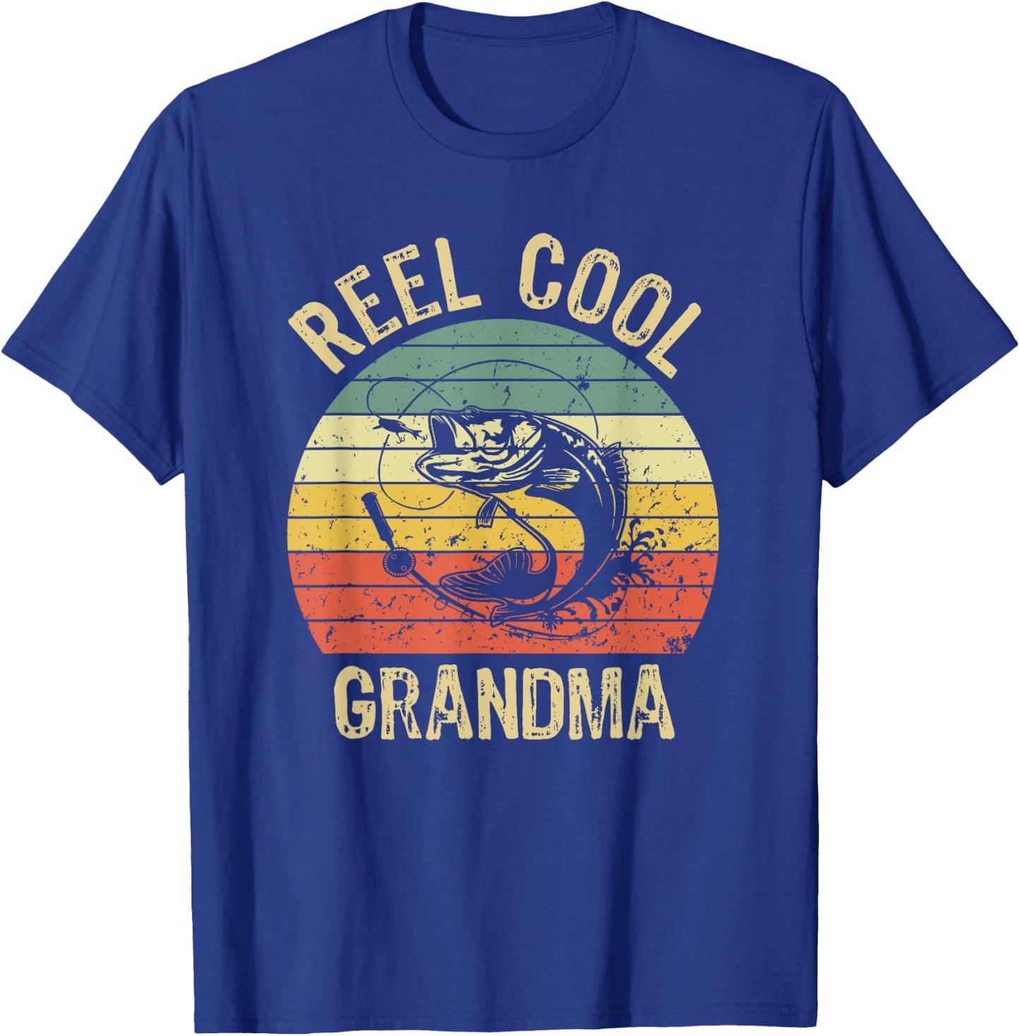 Reel Cool Grandma Fishing Gifts Women Fishing Lovers Retro T-Shirt - T-Shirt | Royal
