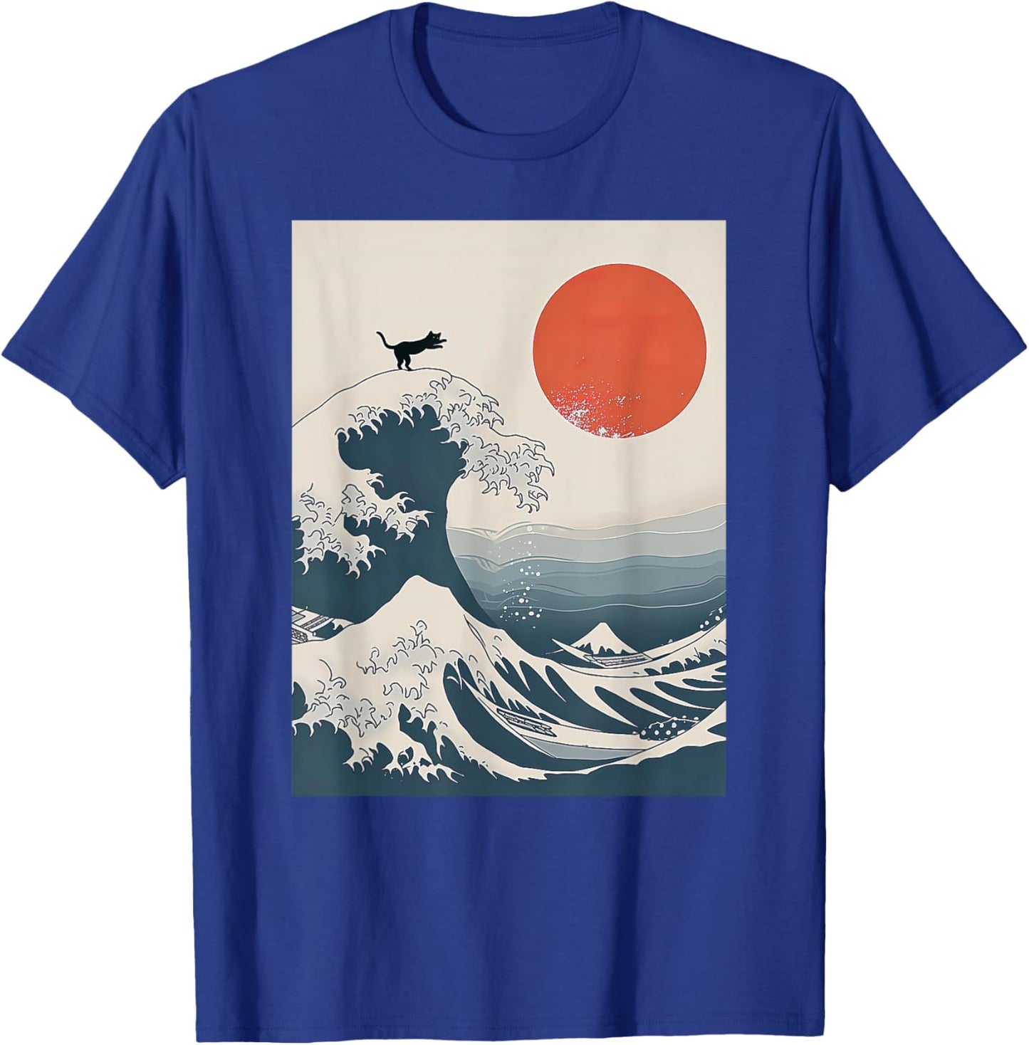 The Great Wave Of Kanagawa Cat Funny Kitten Japanese Cat Art T-Shirt - T-Shirt | Royal