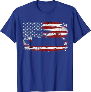 American Flag Pontoon Vintage Style T-Shirt - T-Shirt | Royal