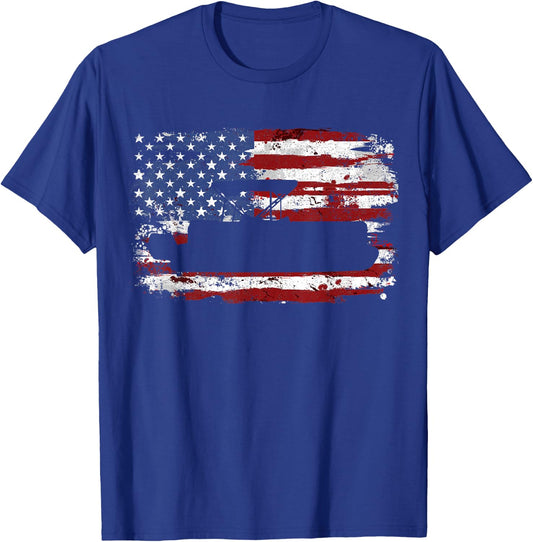 American Flag Pontoon Vintage Style T-Shirt - T-Shirt | Royal
