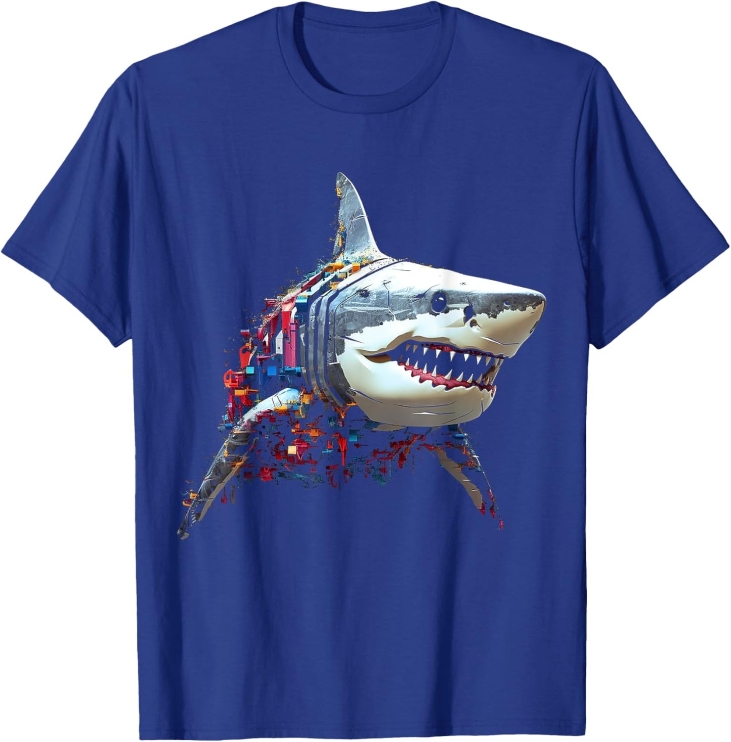 Shark Colorful Art Abstract Animal Polygon Graphic Shark T-Shirt - T-Shirt | Royal
