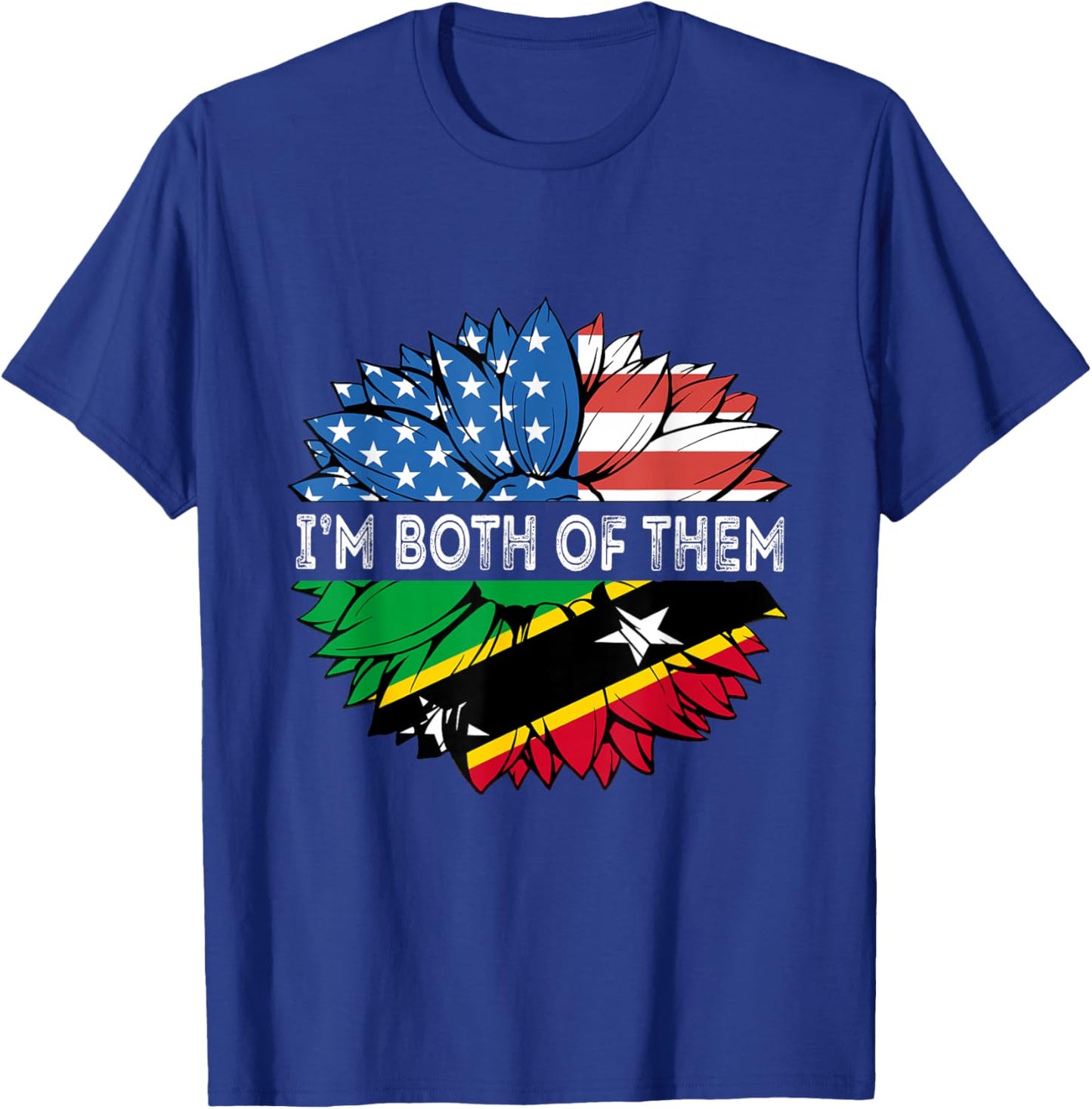 Saint Kitts and Nevis I'm Both Of Them Sunflower USA T-Shirt - T-Shirt | Royal