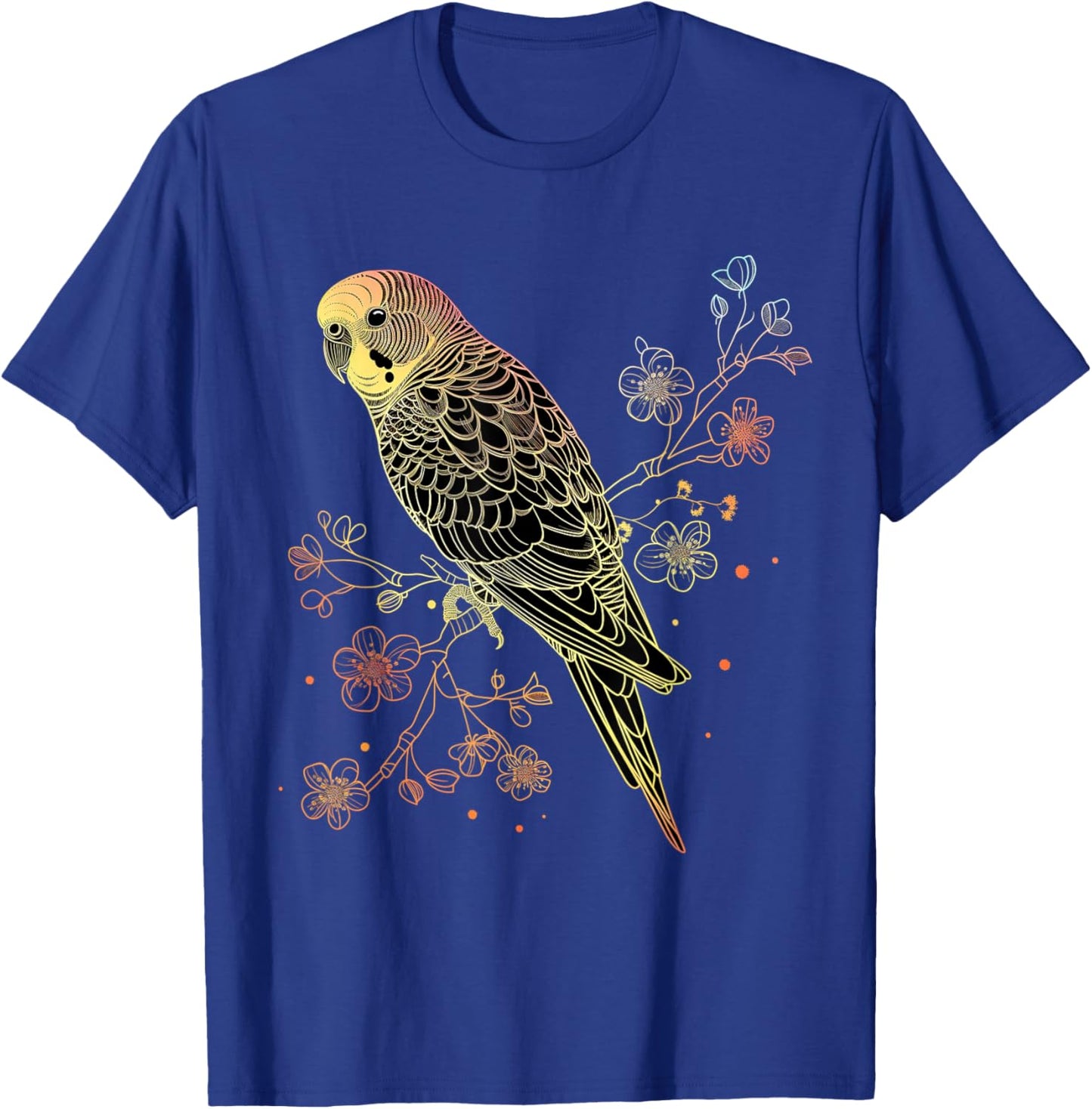 Budgie Parakeet Bird Mom Budgerigar Parrot Vintage Flower T-Shirt - T-Shirt | Royal