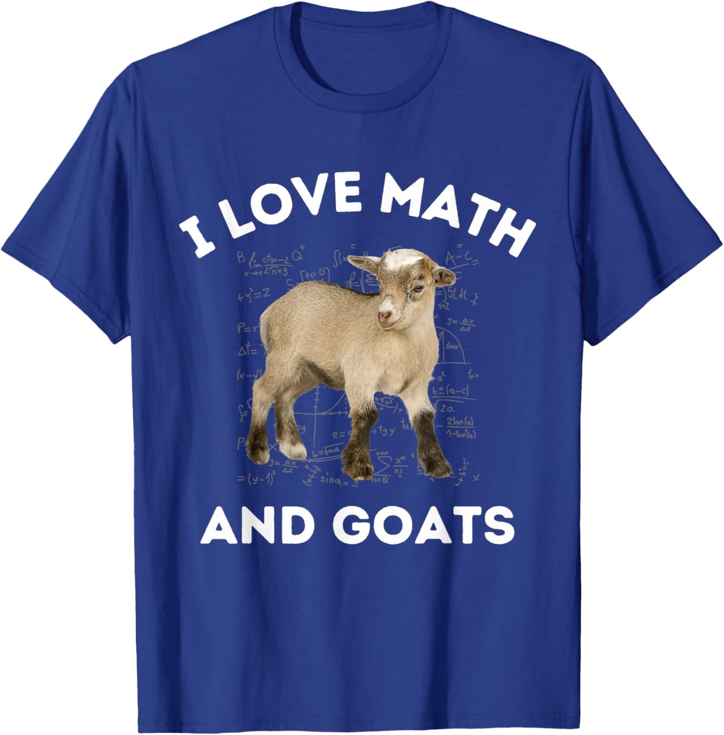 I Love Math and Goats Goat Farmer Lover Algebra Teacher T-Shirt - T-Shirt | Royal