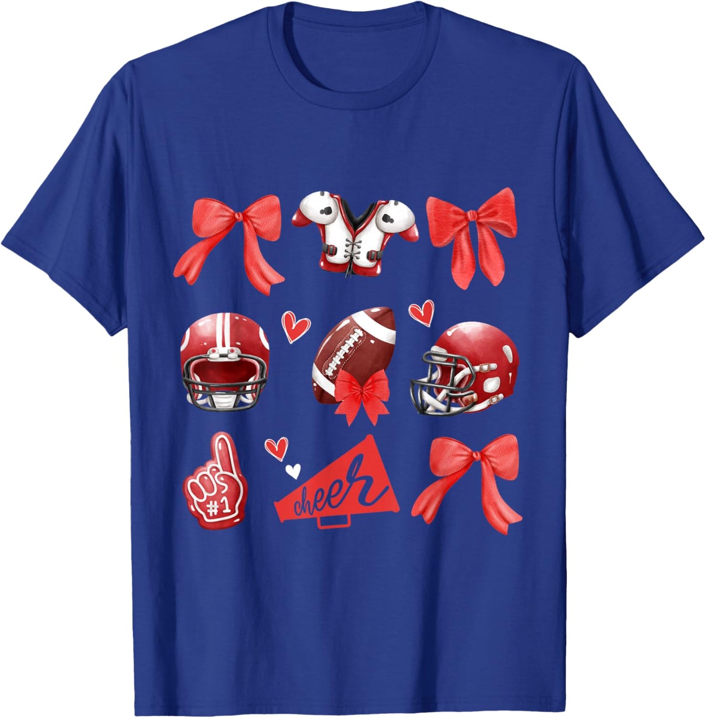 Cheer Football Mom Coquette Bow Game Mom Women Girls Kids T-Shirt - T-Shirt | Royal