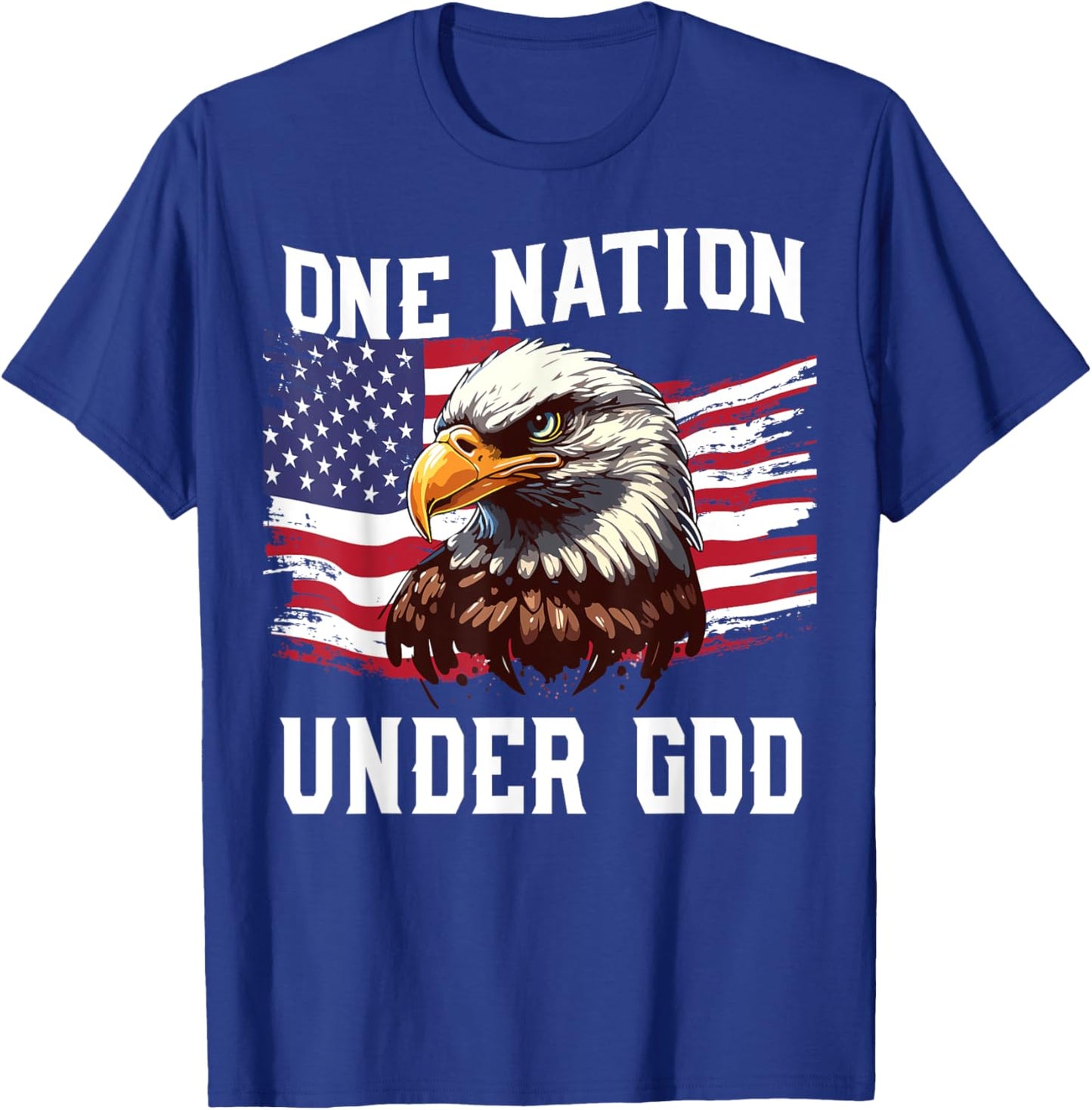 Men's One Nation Under God Bald Eagle Patriotic 4th July USA T-Shirt - T-Shirt | Royal