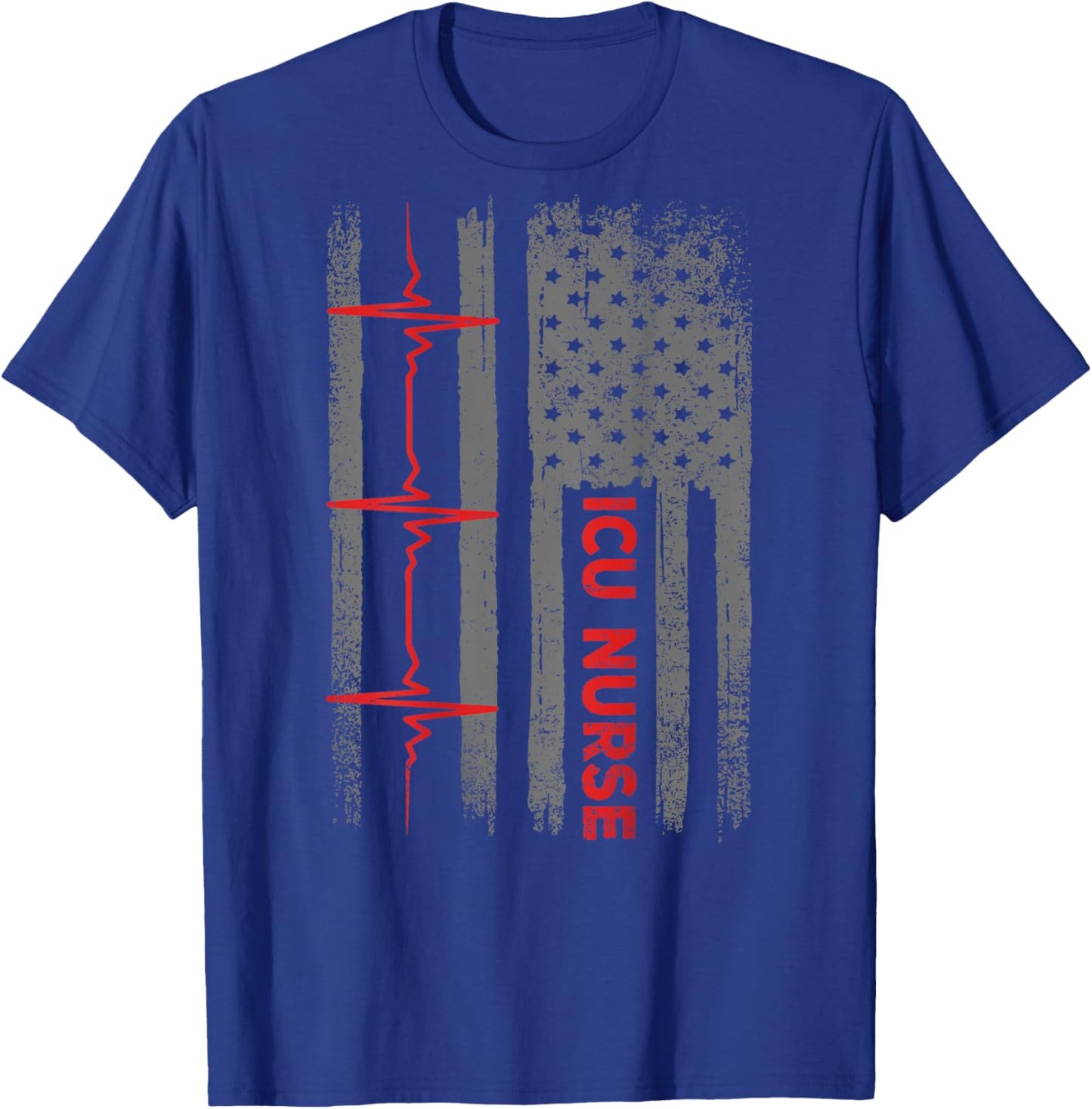 ICU Nurse Critical Care Medical USA American Flag Vintage Men T-Shirt - T-Shirt | Royal