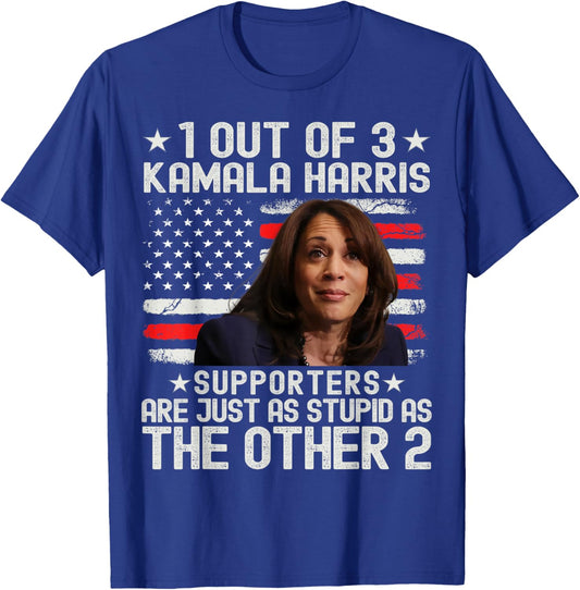 Anti Kamala Harris Stupid Joke American Flag USA Humor T-Shirt - T-Shirt | Royal