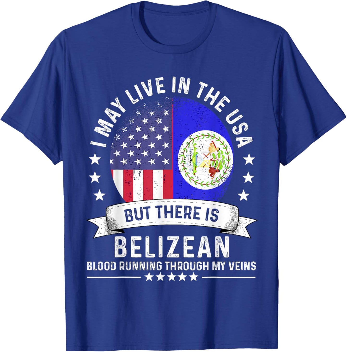 Belizean American Patriot Grown Country Belize Flag T-Shirt - T-Shirt | Royal