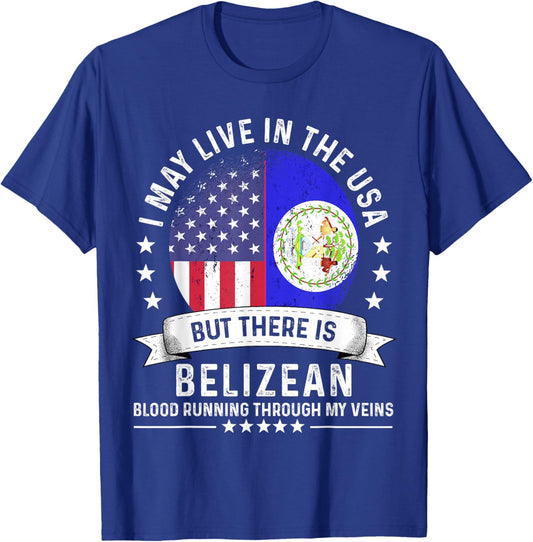 Belizean American Patriot Grown Country Belize Flag T-Shirt - T-Shirt | Royal