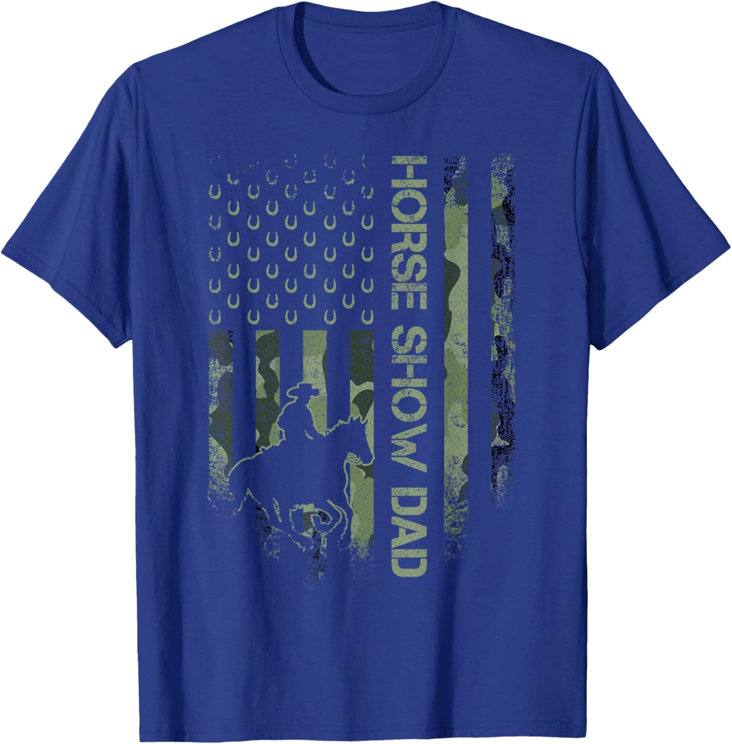 Vintage USA Camouflage Horse Show Dad, Horseback Riding T-Shirt - T-Shirt | Royal