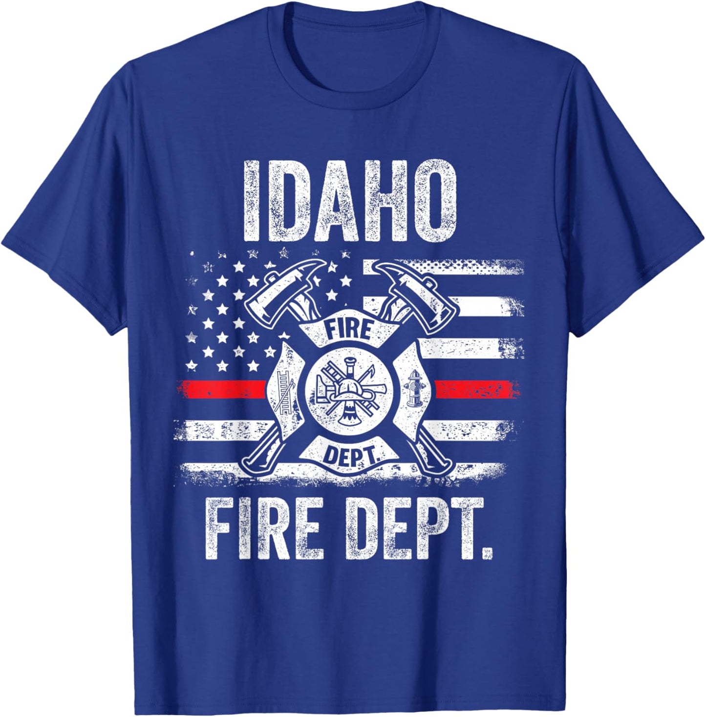 Idaho Fire Department Thin Red Line Fireman T-Shirt - T-Shirt | Royal