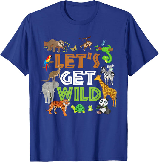 Let's Get Wild Zoo Animals Safari Party A Day At The Zoo T-Shirt - T-Shirt | Royal