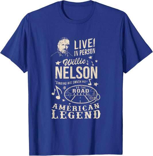 Official Willie Nelson Live In Person T-Shirt - T-Shirt | Royal