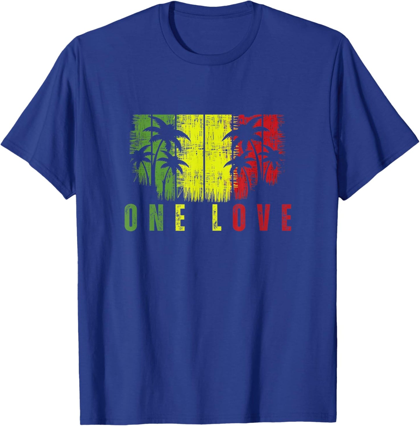 One Love Palm Tree Reggae Music Rasta T-Shirt - T-Shirt | Royal